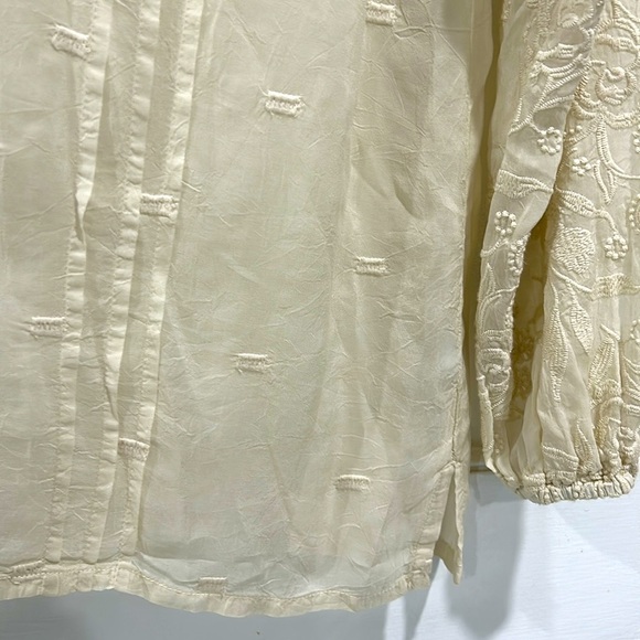 Johnny Was Embroidered Ruffle V Neck Long Sleeve Boho Peasant Blouse - XS - Picture 8 of 10